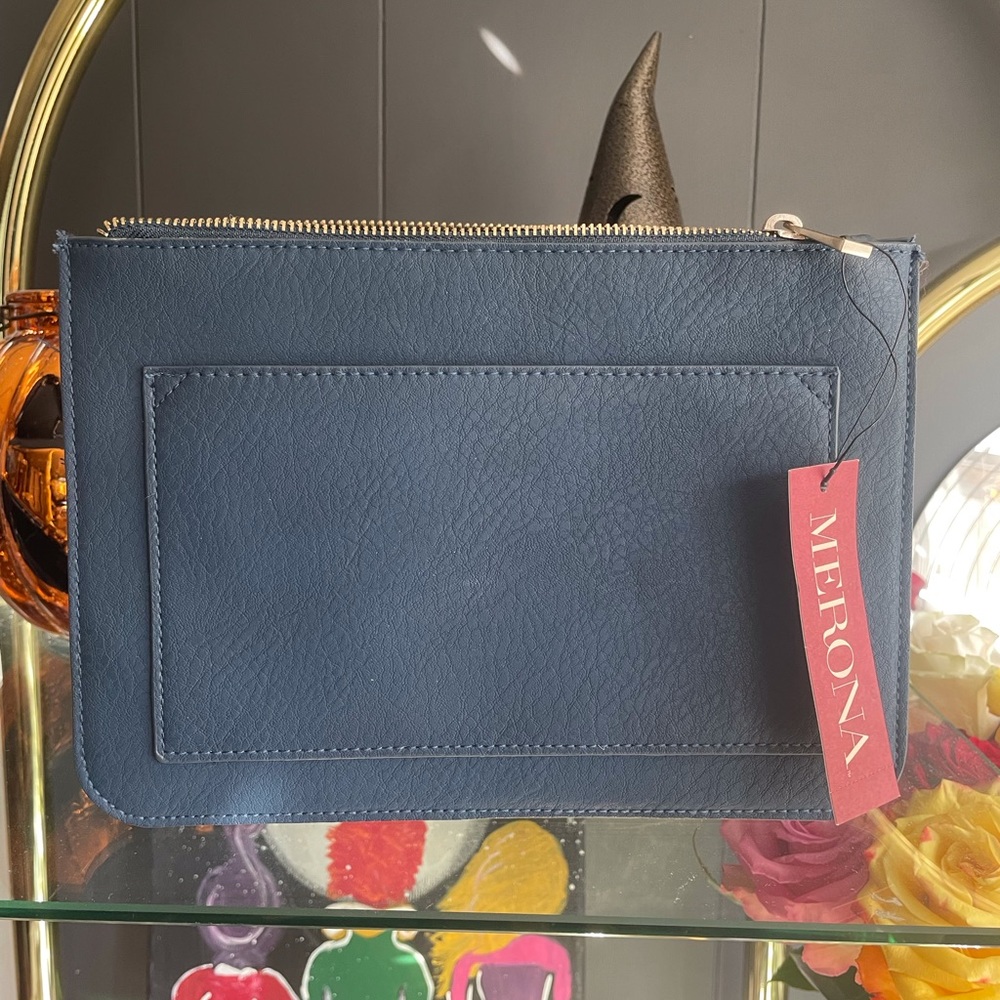 Merona navy blue envelope clutch